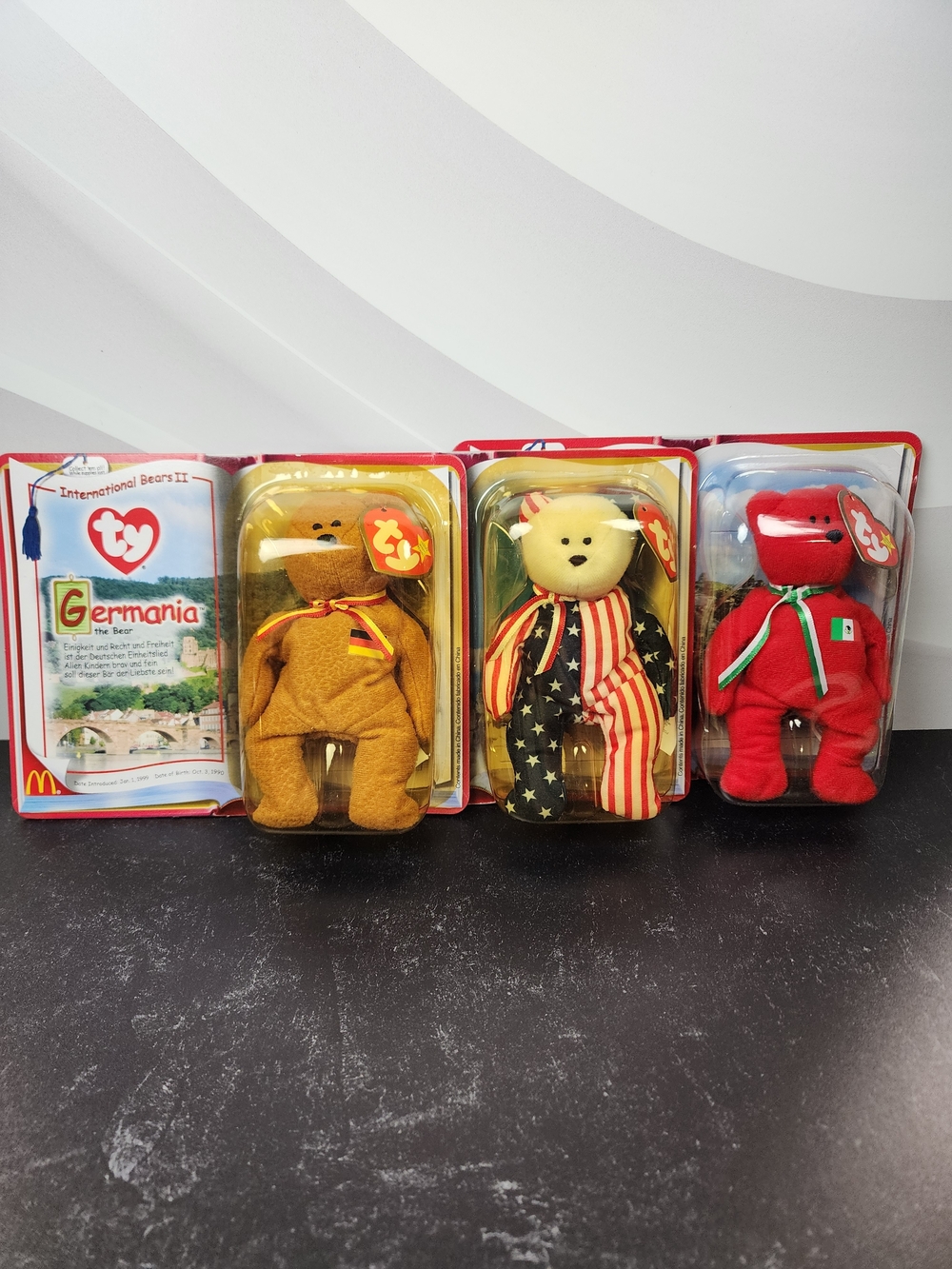 🐻🌍 McDonald's Ty Beanie Babies International Bears II — Germania, Spangle & Os